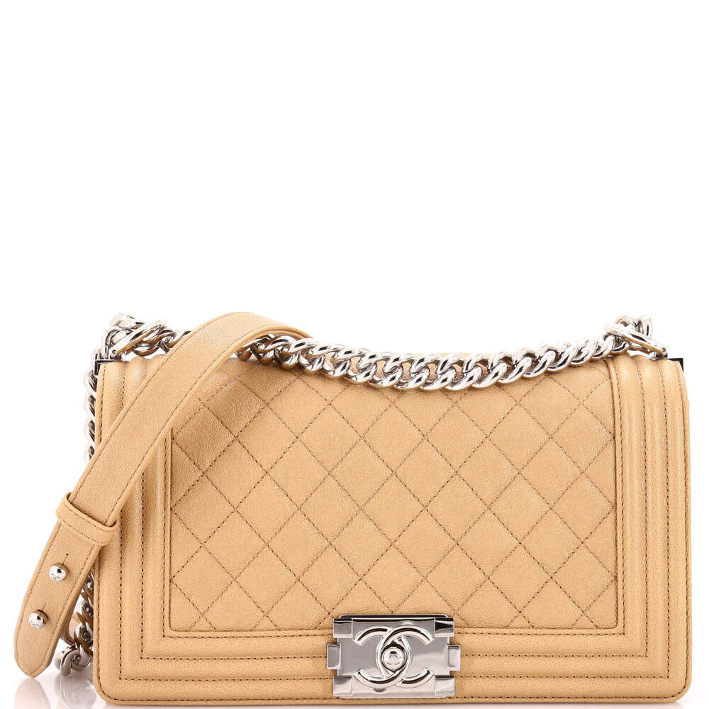 Chanel Old Medium Boy Flap Bag Quilted Caviar
